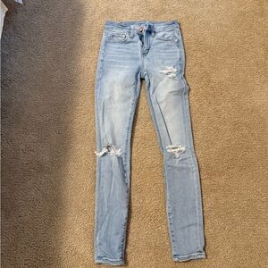 Stylish Light Blue Distressed Women's Jeans